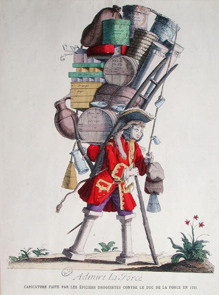 Karikatur av Henri Jacques Nompar de Caumont (1675-1726), 5. Duc de la Force, laget av 