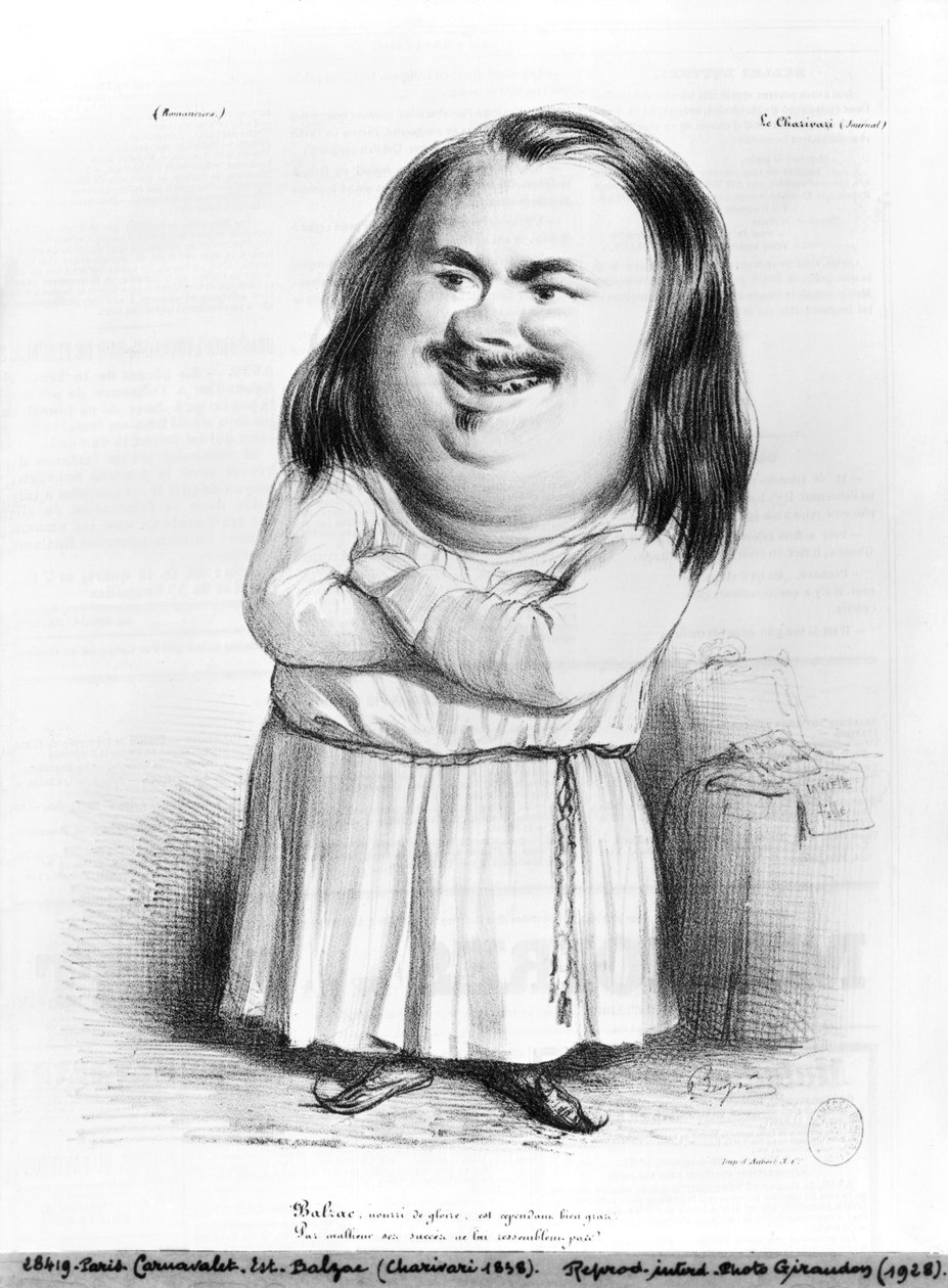 Karikatur av Honore de Balzac (1799-1850) illustrasjon fra 