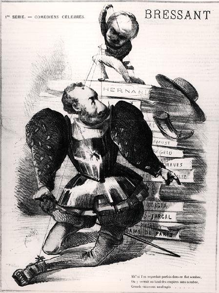 Karikatur av Jean Baptiste Francois Bressant (1815-86) som Don Carlos i 