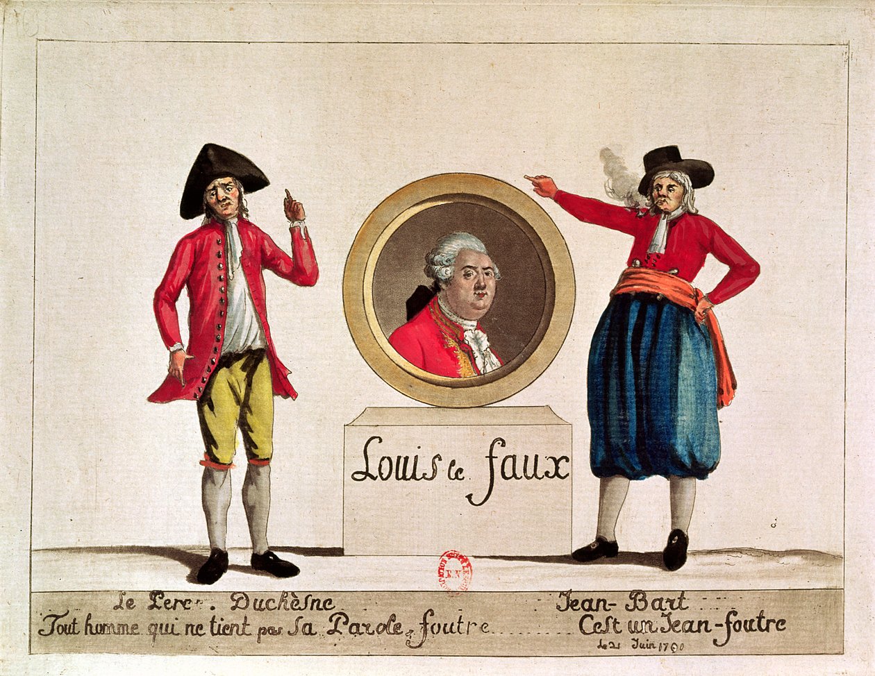 Karikatur av Louis XVI, Louis le Faux, fra Le Pere Duchesne, juni 1791 av French School