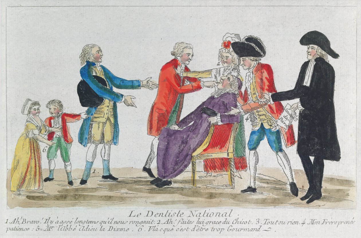 Karikatur av nasjonaliseringen av kirkeeiendom i Frankrike under den franske revolusjonen, 1792 av French School