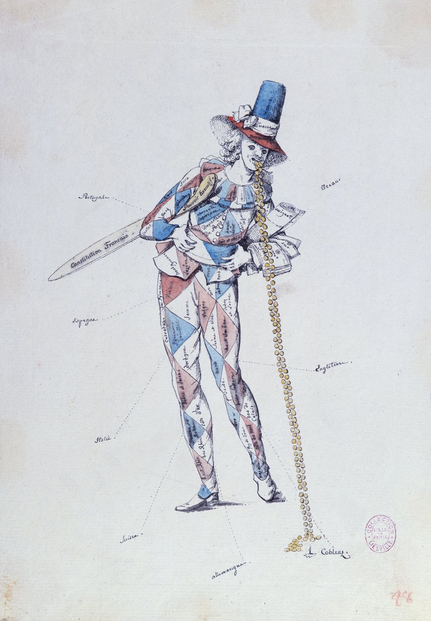 Karikatur som satiriserer franske aristokratiske emigranter, ca. 1792 av French School