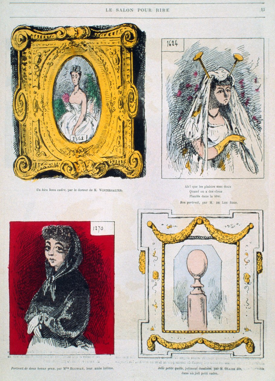 Karikaturer av malere, Franz Xavier Winterhalter, Glaize Fils, illustrasjon fra Le Salon pour Rire av French School
