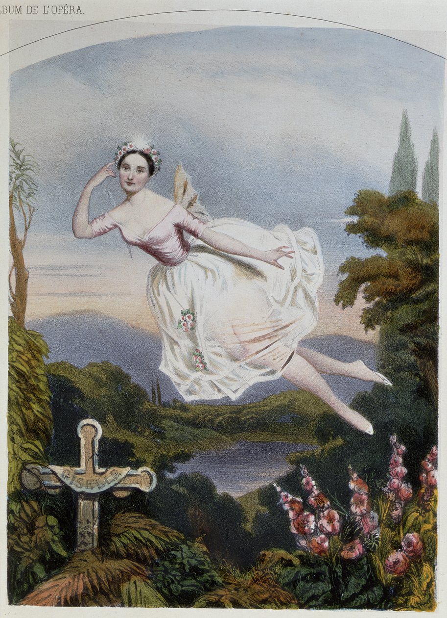 Carlotta Grisi (1819-99) som Giselle, fra balletten med samme navn av Adolphe Adam (1803-56) av French School