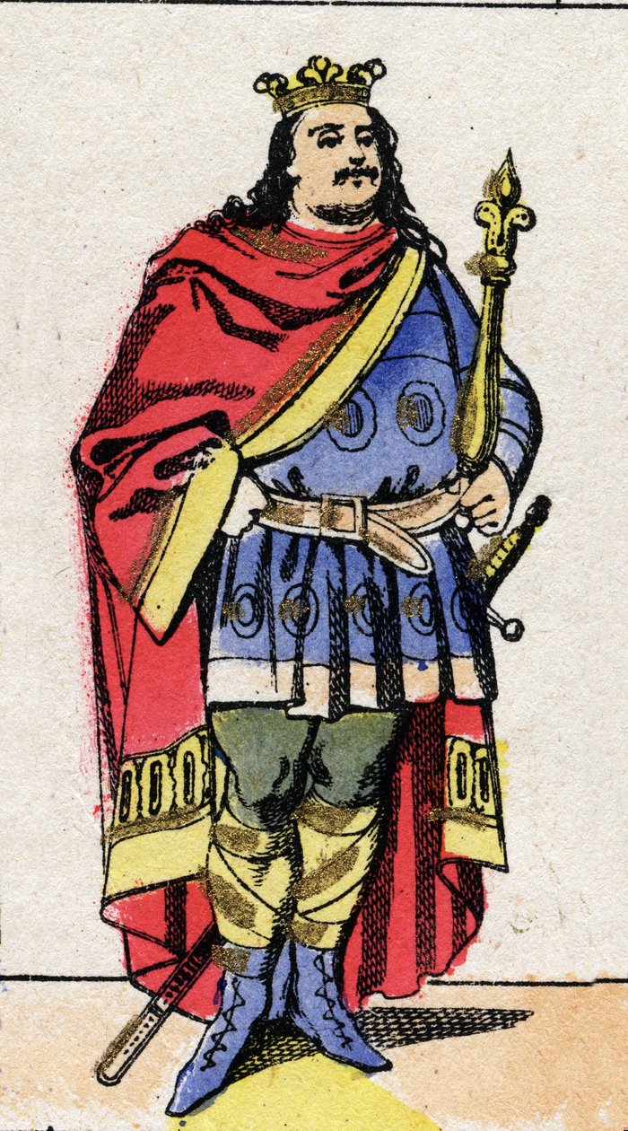 Carolingian Dynasty: Portrait of Charles III Le Gros (839-888) King of the Franks from 881 to 887. Epinal imaging from the end of the 19th century. Private collection. av French School