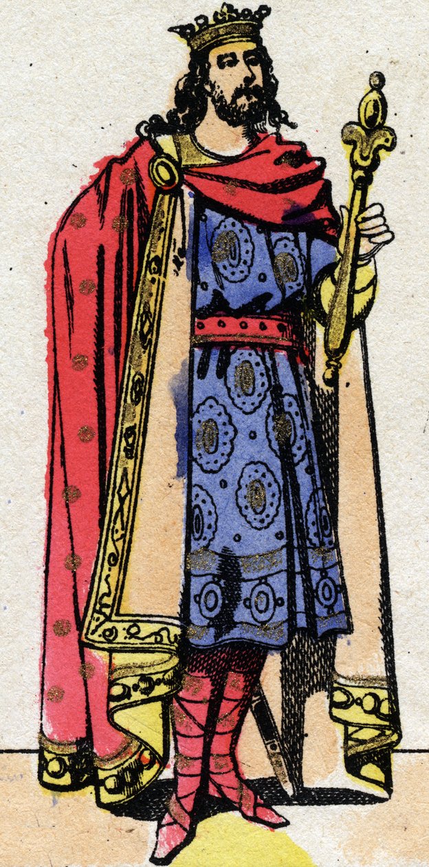 Karolingisk dynasti: Portrett av Karl III sa den enkle (879-929) kongen av frankerne fra 898 til 922. Epinal avbildning fra slutten av 1800-tallet. Privat samling. av French School