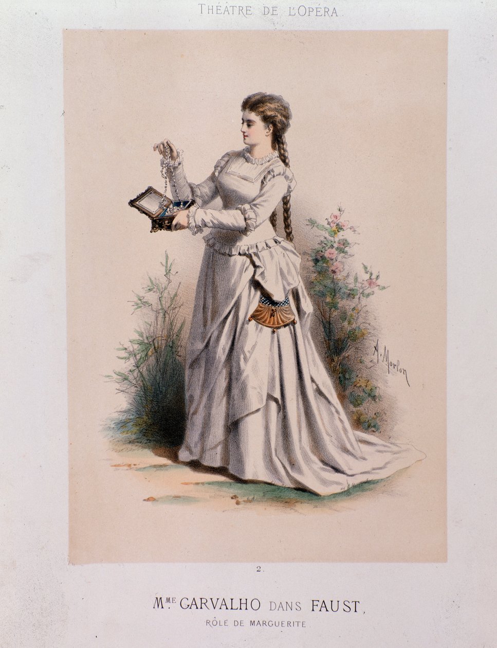 Carolyne Carvalho (1827-1895) fransk sopran fremfører Margherita i Faust av Charles Gounod (1818-1893) av French School