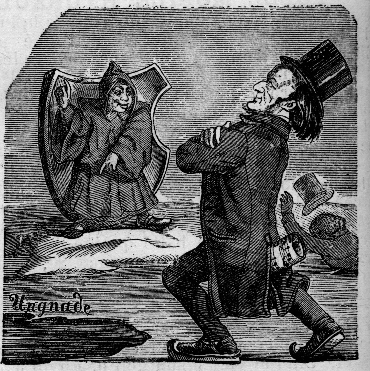 Tegneserie av den tyske komponisten Richard Wagner (1813-1883) av French School