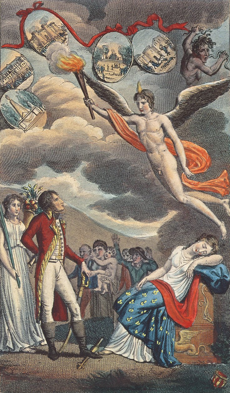 Tegneserie av statskuppet av den 18. Brumaire, 9. november 1799 av French School