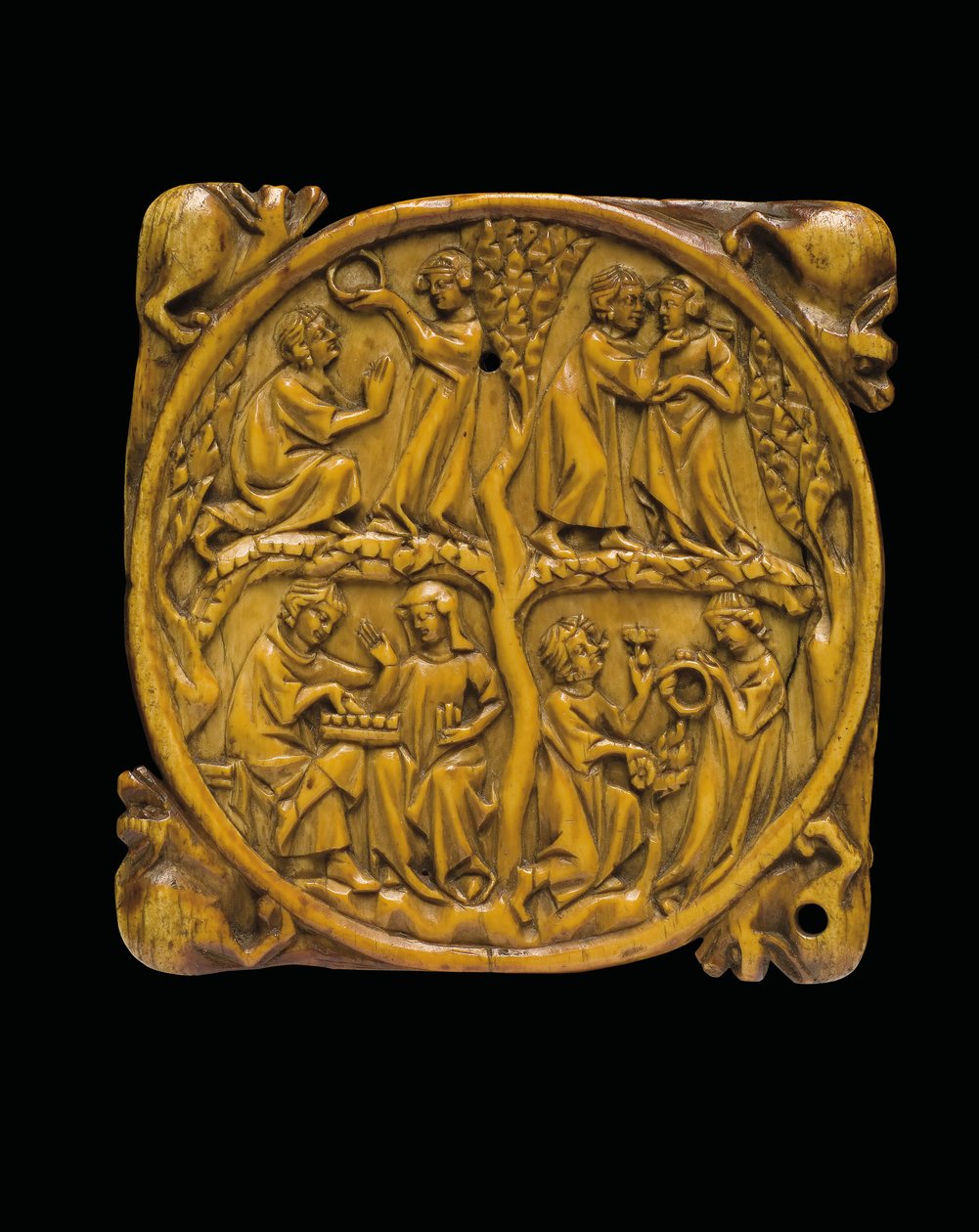 Utskåret speilkassedeksel, Paris, ca. 1310-20 av French School