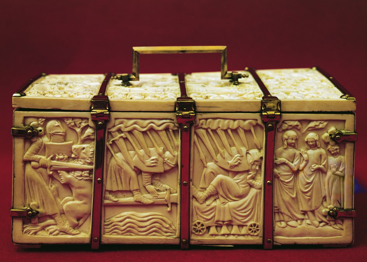 Kist med scener fra romansk litteratur, 1330-tallet av French School