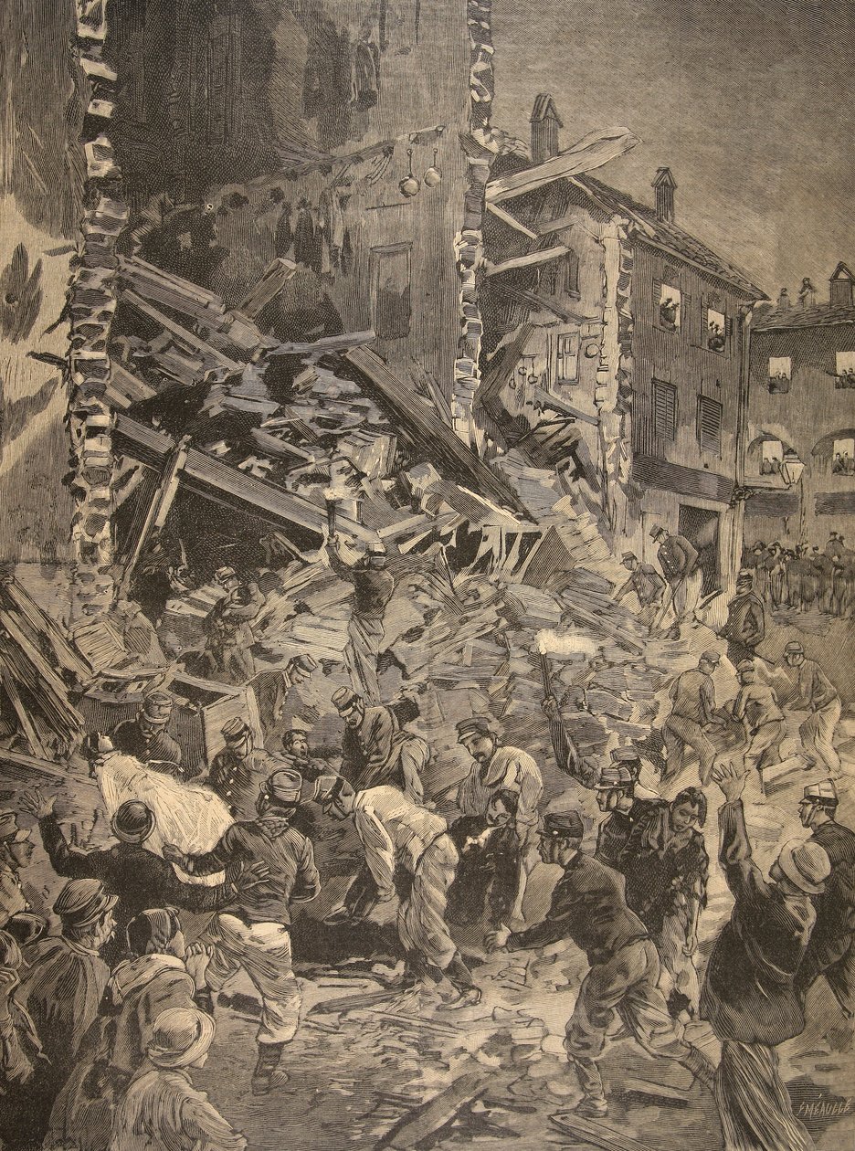 Catastrophe in Biot, illustrasjon fra Le Petit Journal: Supplement illustre, 1898 av French School