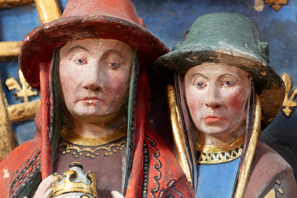katedral (Notre-Dame katedral). Interiør. Epitafium av Jean de Libourc. 1470. Detalj (bilde) av French School