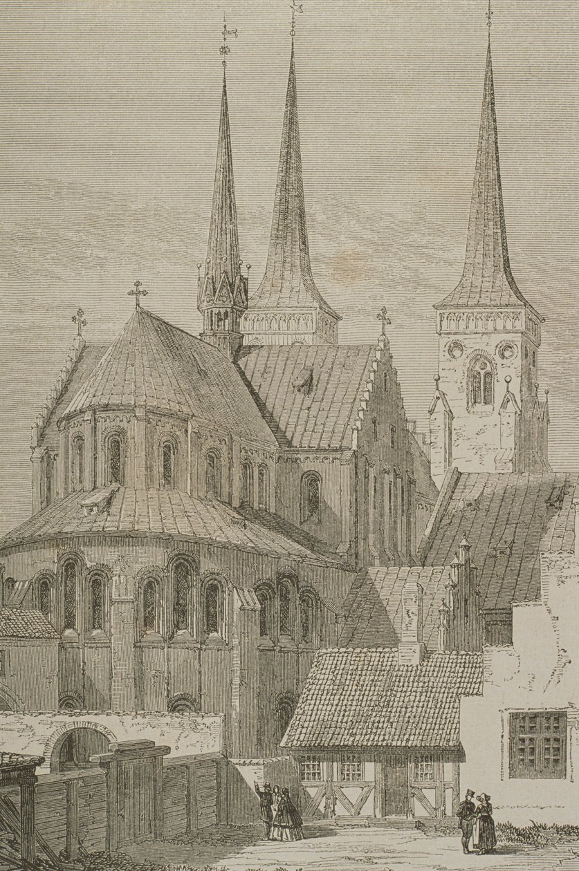 Katedralen på 1850-tallet, Roskilde, Danmark, fra Le Tour du Monde, utgitt i Paris, 1860-tallet av French School