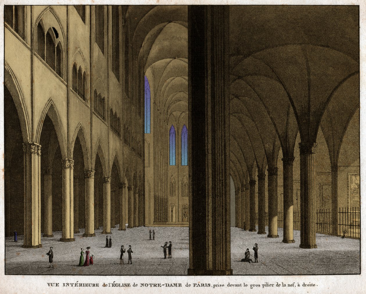 Notre-Dame de Paris katedral. (gravering, ca. 1850) av French School