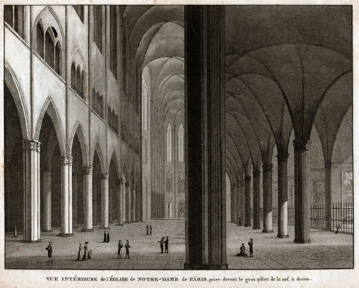 Notre-Dame de Paris katedral. (gravering, ca. 1850) av French School