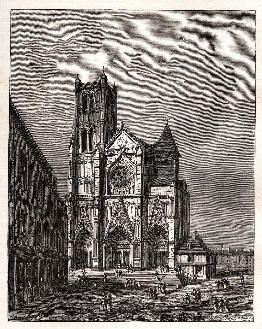 Cathedrale Saint-Etienne de Meaux - Seine-et-Marne - gravering i "La France illustrée: geografi, historie, statistisk administrasjon" av V.A. Malt-Brown. 1884 av French School