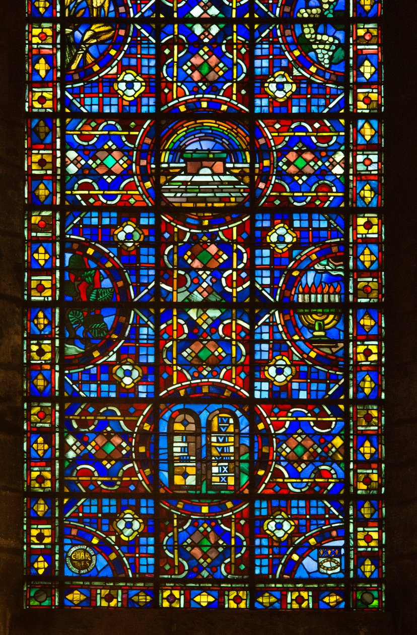 Cathedrale de chartres, detalj av fredens fargede glass av French School