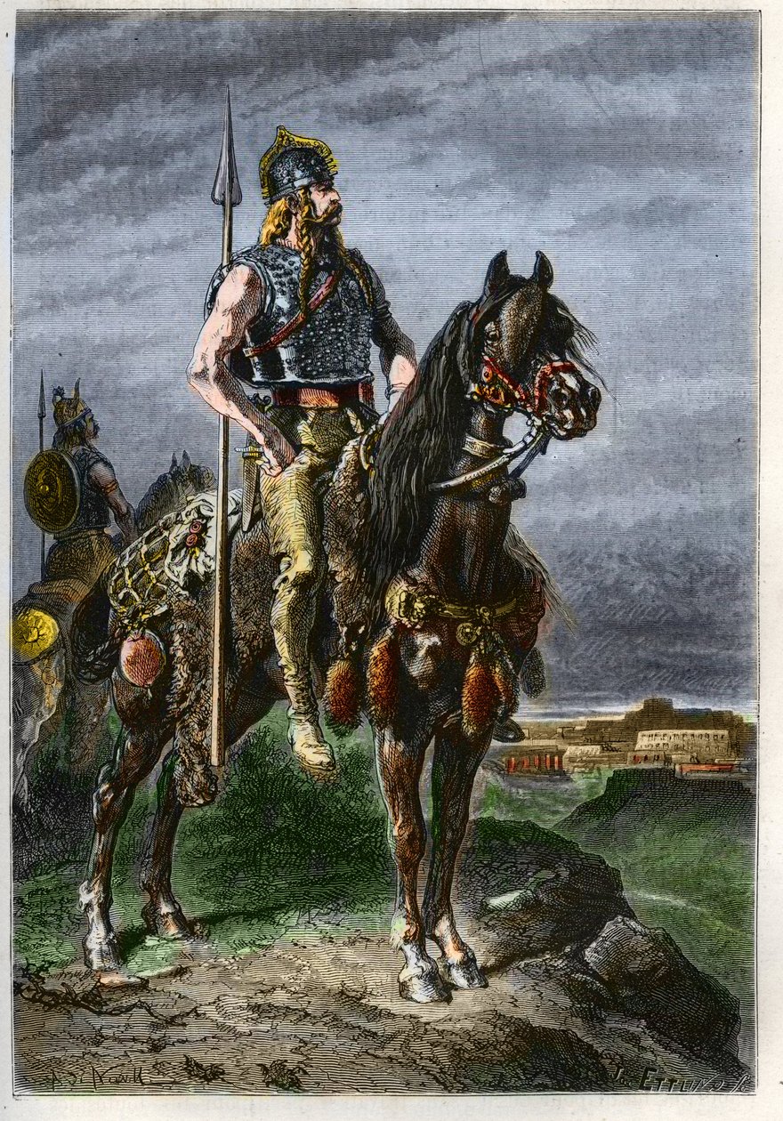 Cavalier Gaulois - Gauls on horseback in the ancient Roman Empire - engraving from “” L