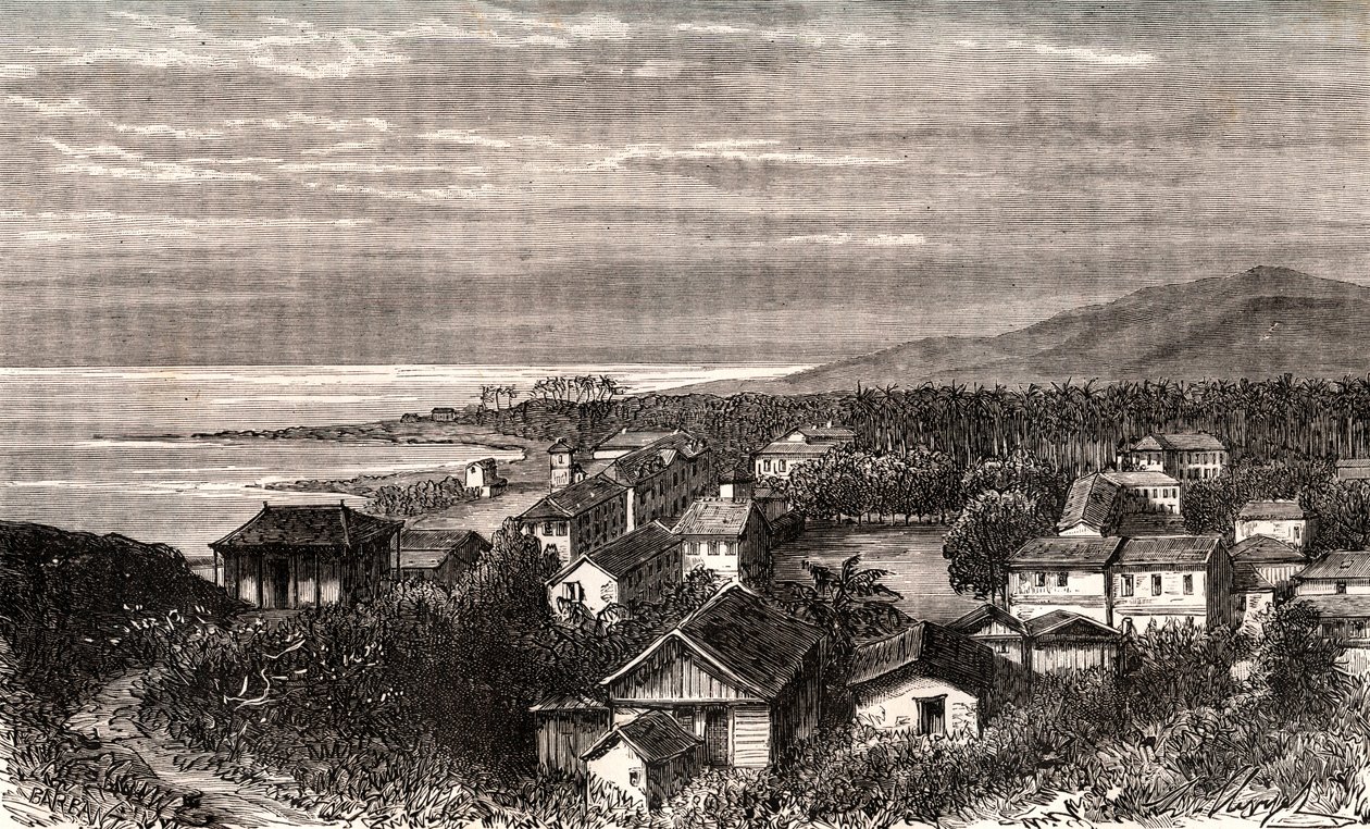 Cayenne - Commune en outre mer Guyane - engraving in “La France illustree: geography, history, statistical administration” by V.A. Malt-Brown. 1884 av French School