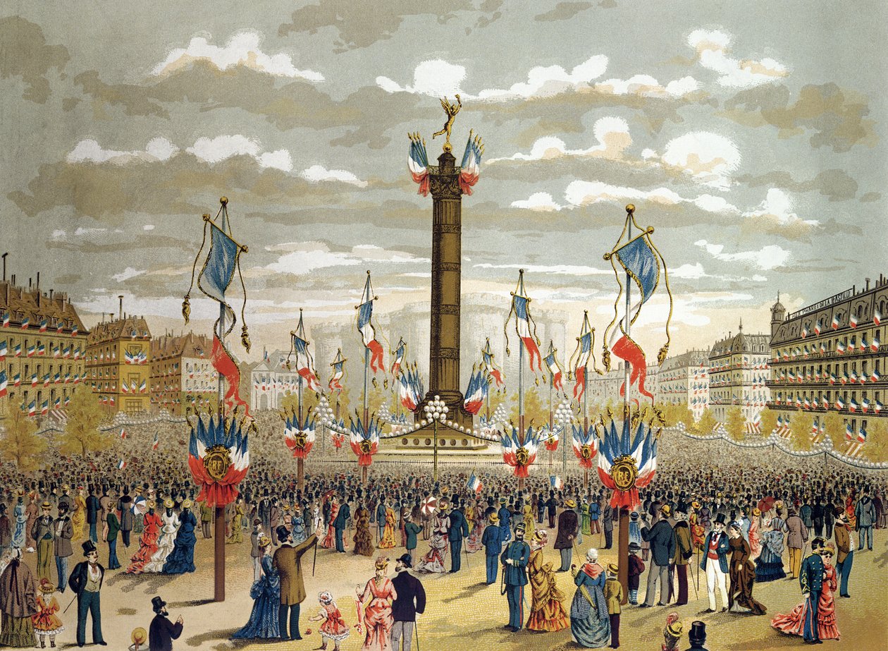 Feiring av Quatorze Juillet på Place de la Bastille, Paris, 14. juli 1880 av French School