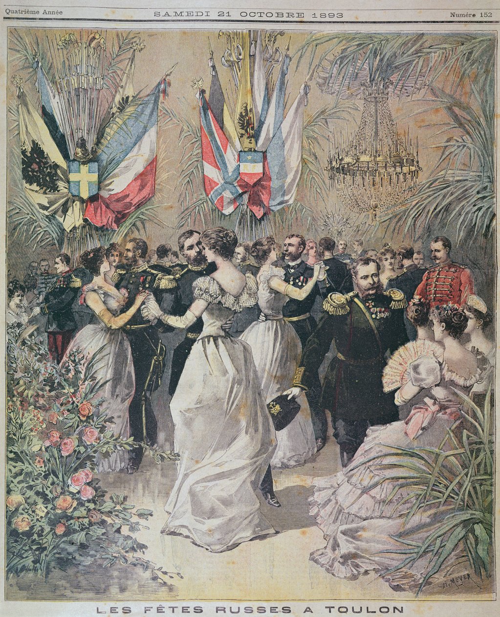 Feiringer til ære for besøket til den russiske flåten i Toulon, forside av le Petit Journal, 21. oktober 1893 av French School