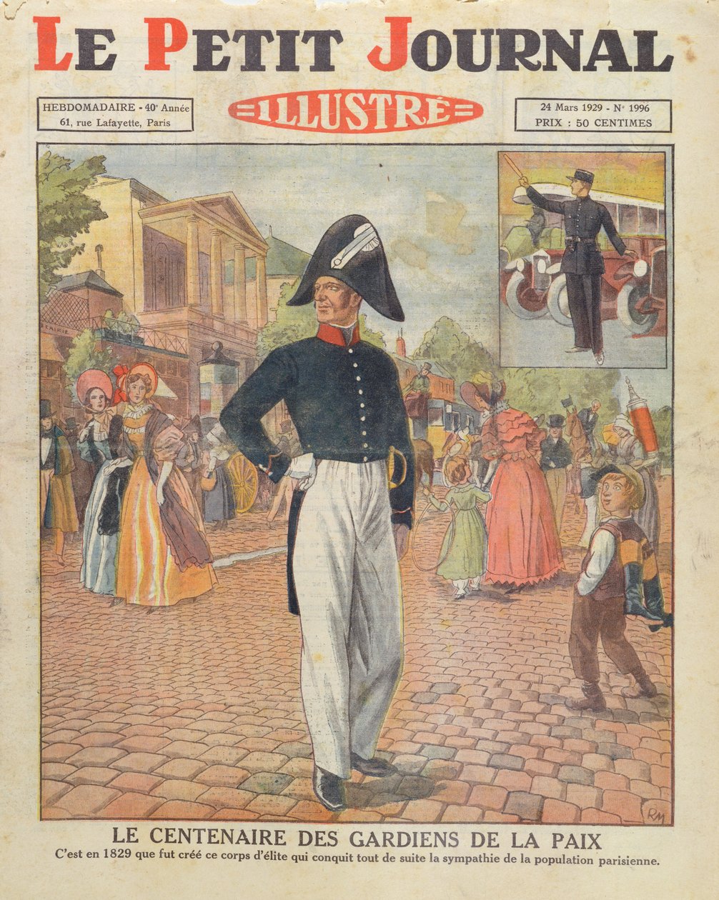 Centenary of the Guardians of the Peace, forsideillustrasjon av Le Petit Journal, 24. mars 1929 av French School