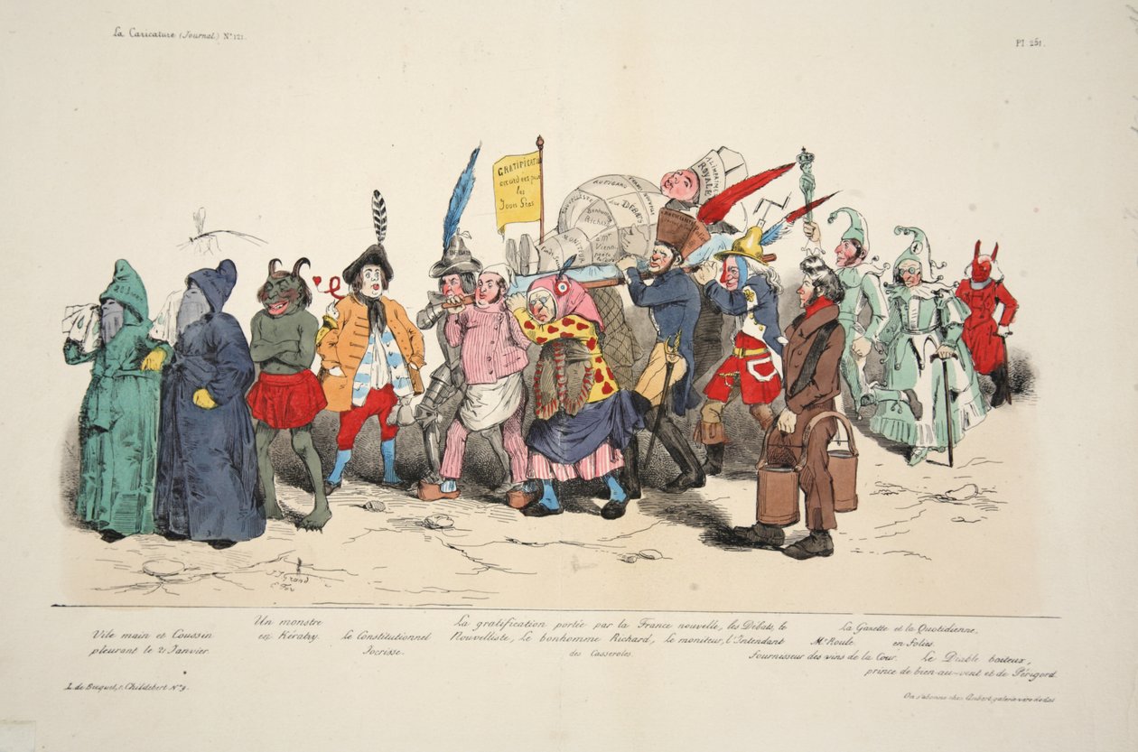 Politisk askeseremoni, fra La Caricature, pub. 1833 (håndfarget litografi) av French School