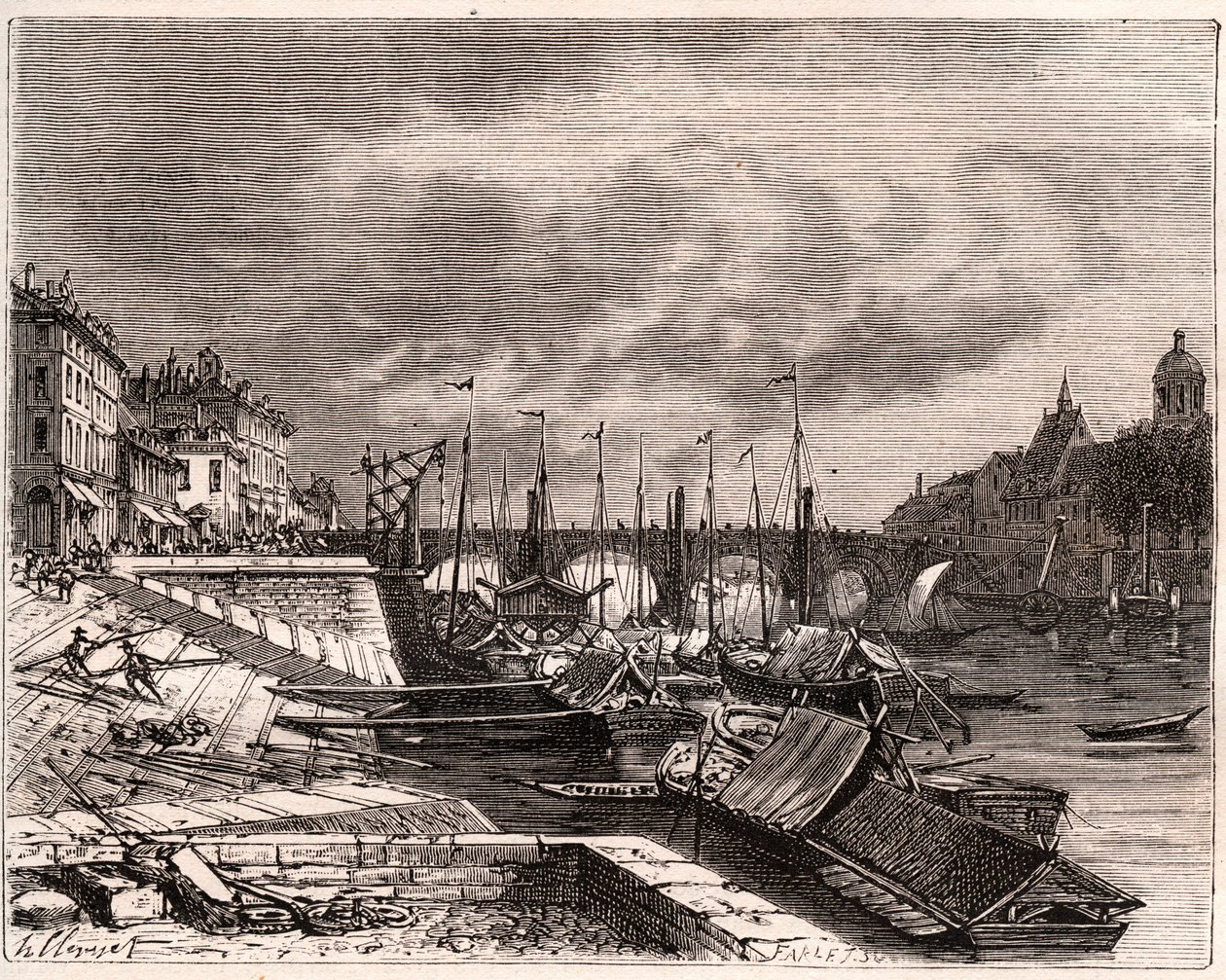 Chalon-sur-Saone (Chalon sur Saone) - Saone-et-Loire - gravering i "La France illustrée: geografi, historie, statistisk administrasjon" av V.-A. Malt brun. 1884 av French School