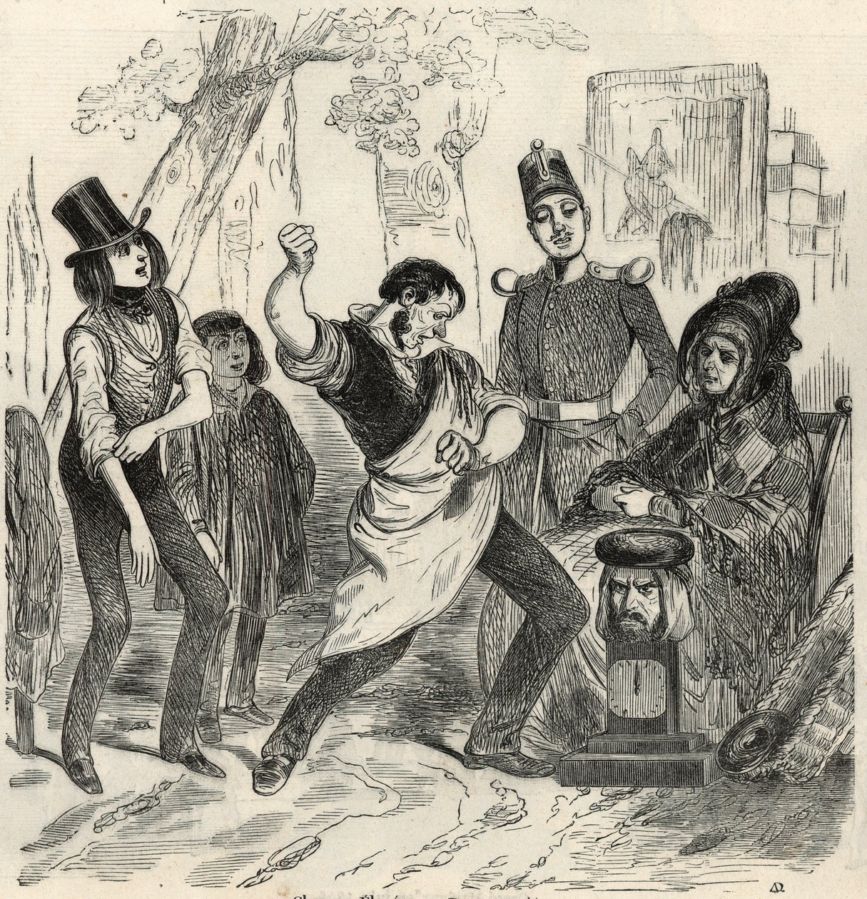 Champs-Elysees (Champs Elysees) - Dynamometer - Gravering i "Tableau-de-Paris" av Edmond Texier 1852 av French School