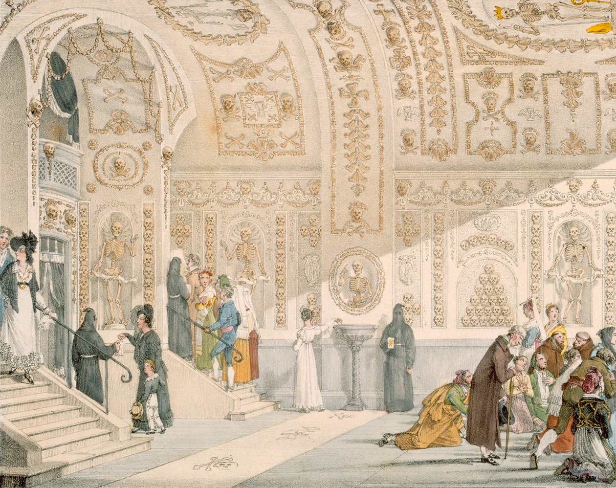 Chapel of the Dead, gravert av Villain, pub. 1820 (fargegravering) av French School
