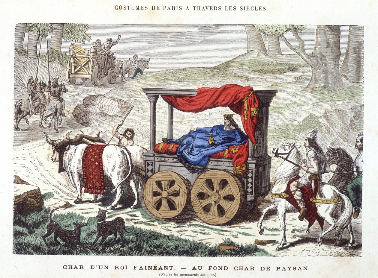 Røye av en lat konge og vogn av en bonde - i "Paris gjennom århundrene"" 1881 av French School