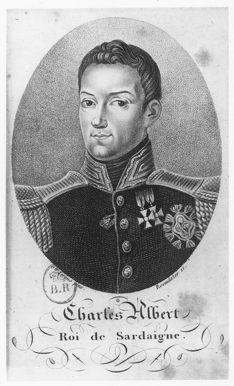 Charles Albert, konge av Sardinia (gravering) av French School