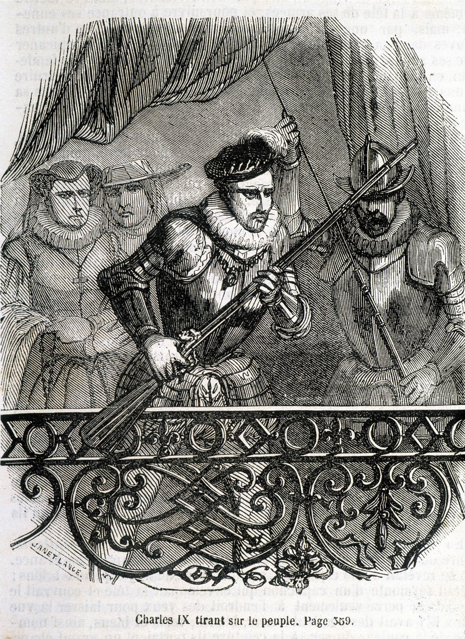 Charles IX trekker på folket - i "Histoire de France" av L.-P. Anquetil av French School