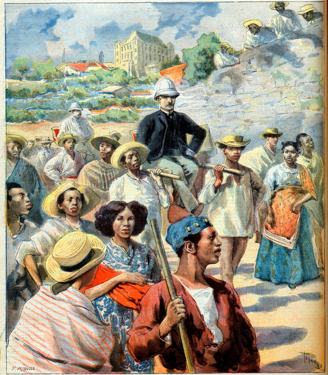 Charles Le Myre de Vilers (1833-1918) på Madagaskar (forsøk på forsoning mellom Tananarive-regjeringen og Frankrike) illustrasjon fra 'Le Petit Journal', 22. oktober 1894 (gravering) av French School