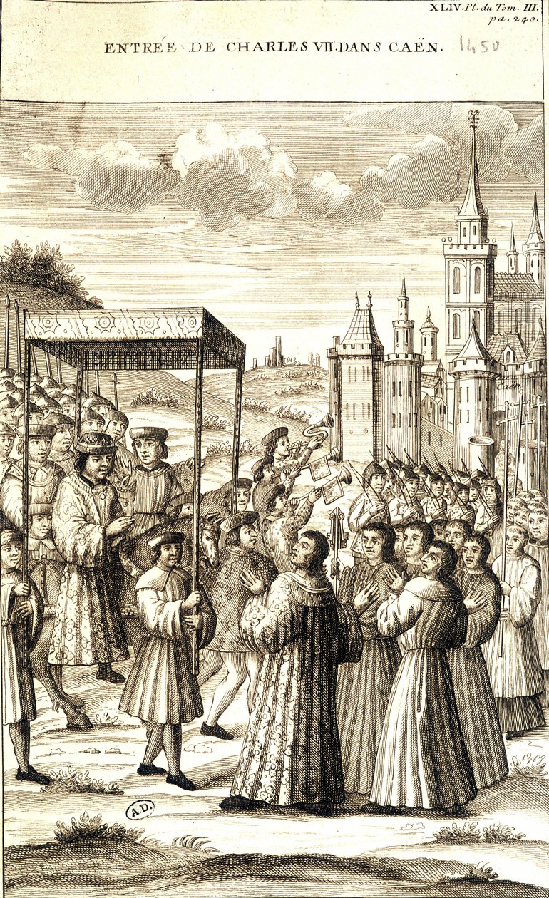 Charles VII gikk inn i Caen i 1450. av French School