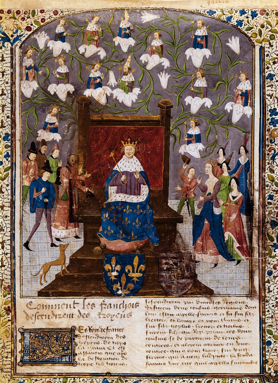 Charles VII med det geneaologiske treet til huset til Valois, fra 