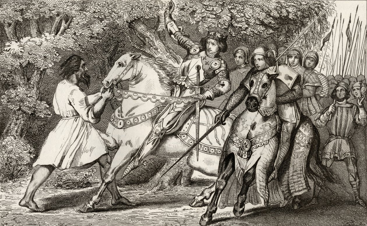 Charles VI (1368-1412) den gale får beskjed om et bakholdsangrep i skogen nær Angers, fra 