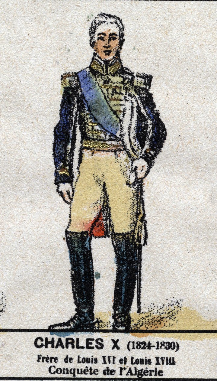 Charles X (1757-1836), konge av Frankrike. I "" Galeriede Kings and Queens of France og berømte karakterer fra 1643 til 1895"" Bilde av epinal. av French School