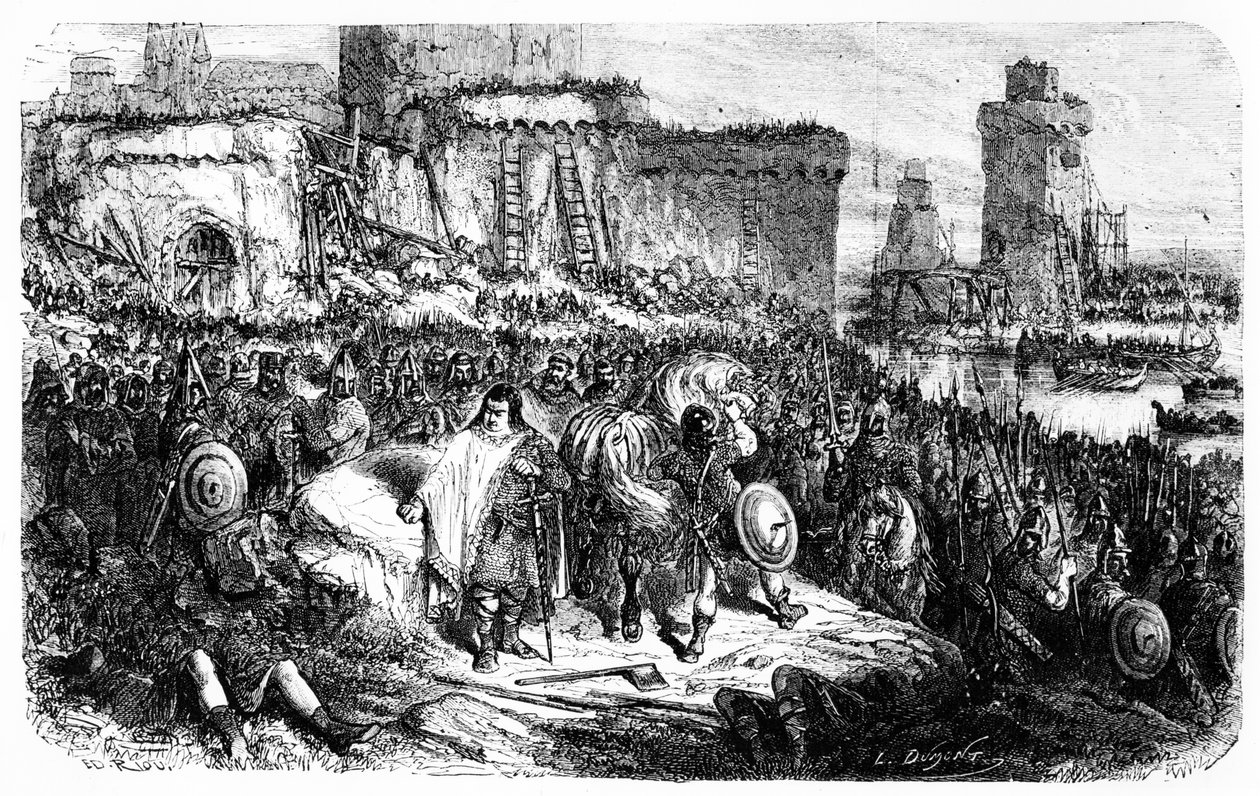 Karl den tykke ved beleiringen av Paris av normannerne i 886 av French School