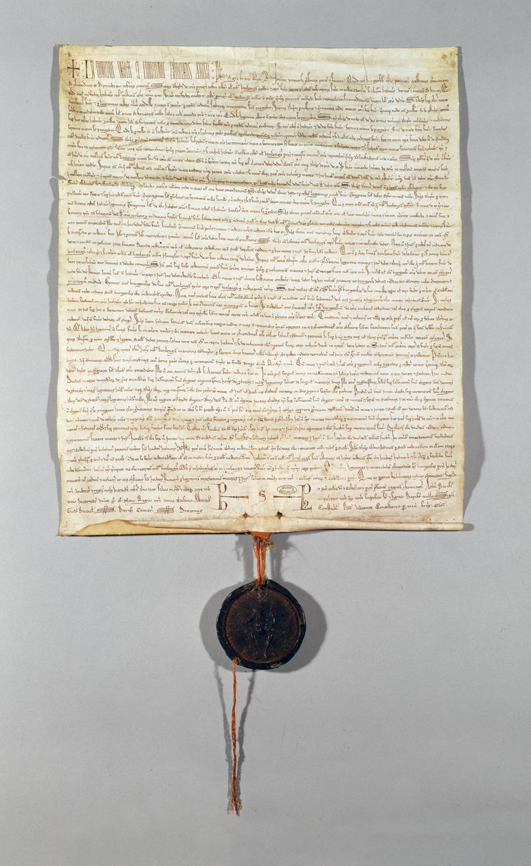 Charter for Peronne Commune, gitt av Philippe Auguste (1165-1223) 1209 (vellum) av French School