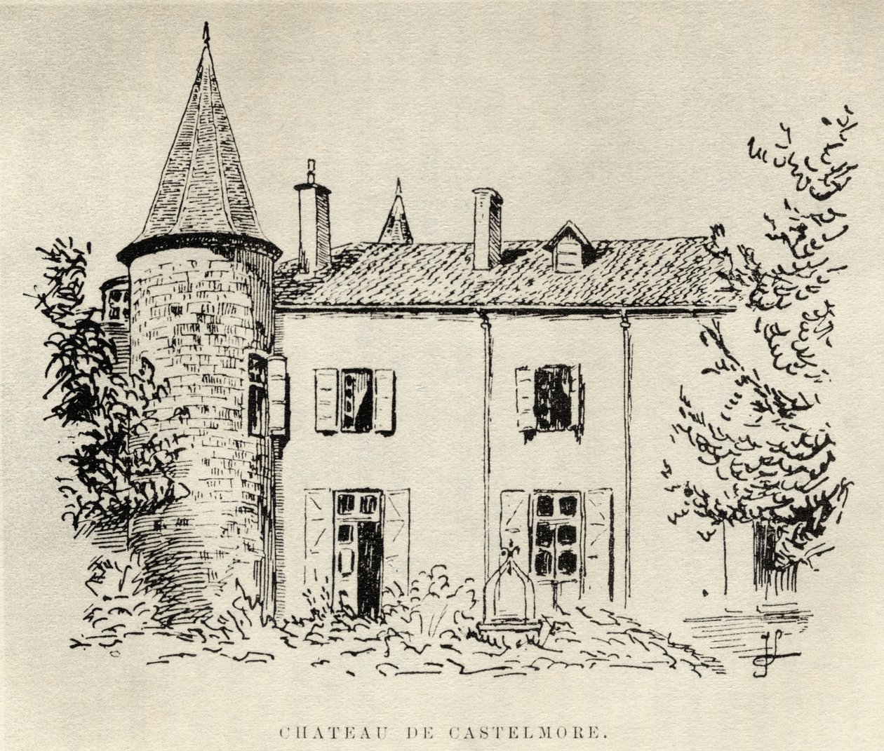 Chateau de Castelmore, fra Memoirs of Charles de Batz-Castelmore Comte dArtagnan, utgitt 1928 av French School