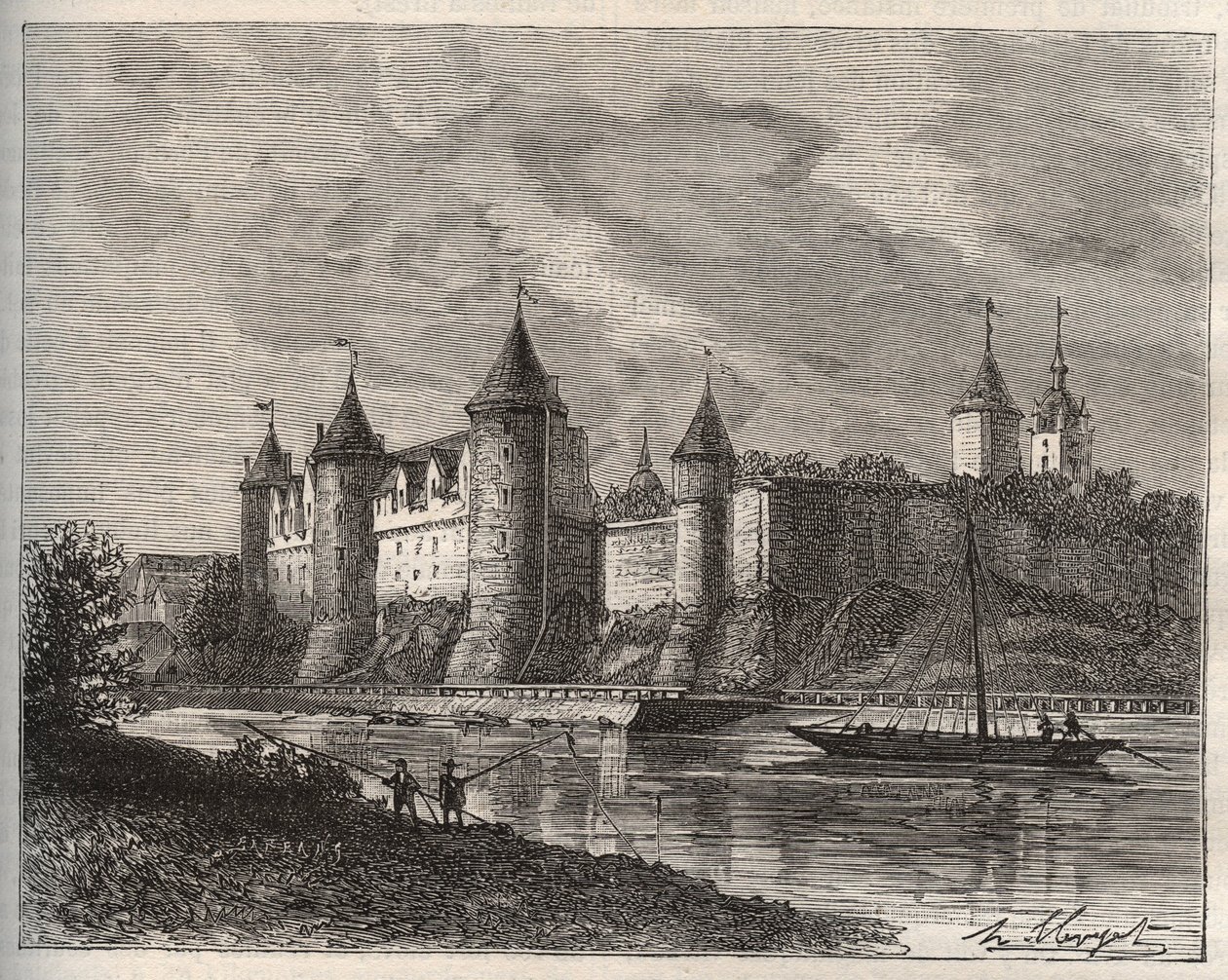 Chateau de Josselin - Morbihan en Bretagne - engraving in “La France illustree: geography, history, statistical administration” by V.A. Malt-Brown. 1884 av French School