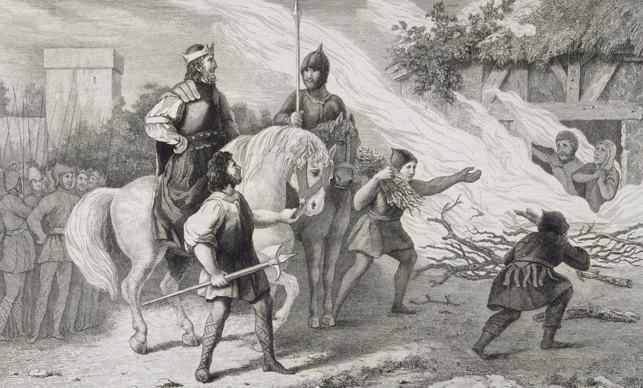 Chlotaire I (497-561) brenner sin opprørske sønn og familie, fra 