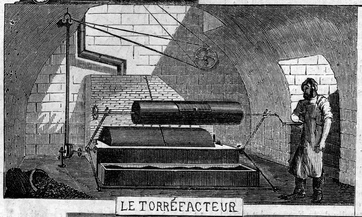 Sjokoladelaging: torrefaktoren. Usine de M. Masson, Paris av French School