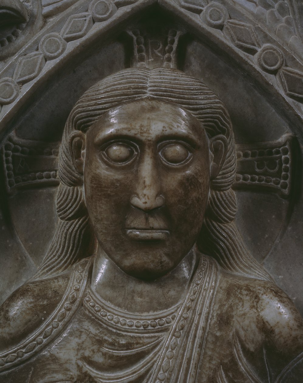 Kristus i Majestet, detalj av ansiktet (marmor) (se også 162694) av French School