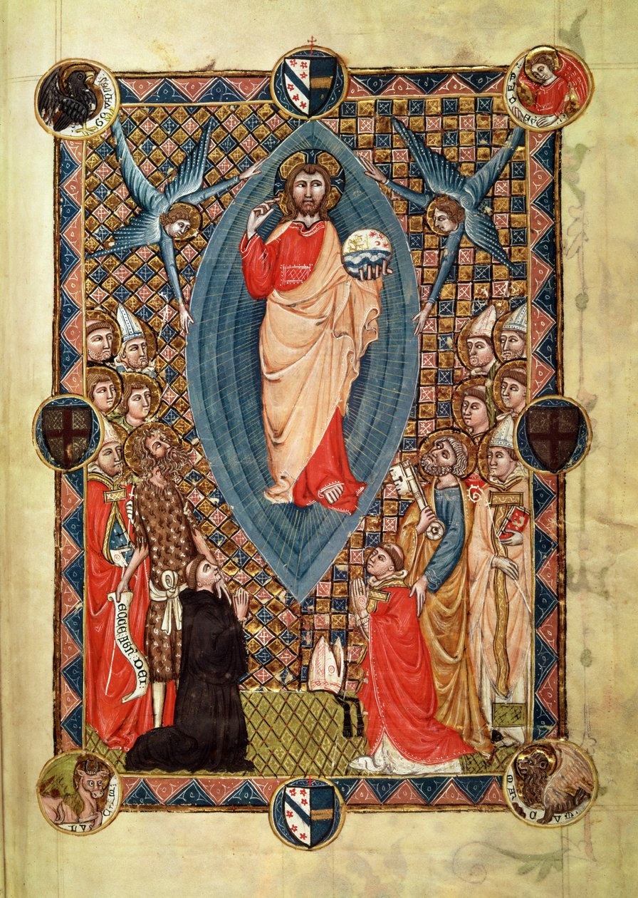 Kristus i majestet med de hellige, fra den pavelige biskop Pierre de la Jugie, 1350 av French School