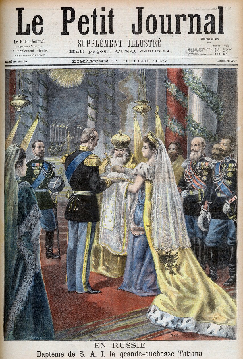 Dåp av storhertuginne Tatiana av Russland, illustrasjon for Le Petit Journal av French School