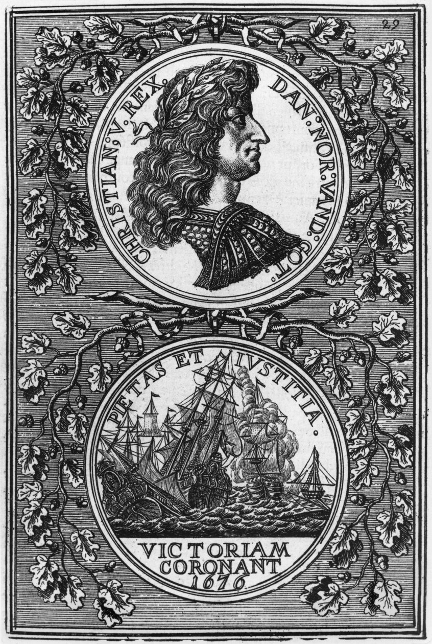Christian V (1646-99) konge av Danmark og Norge, illustrasjon fra Description de l