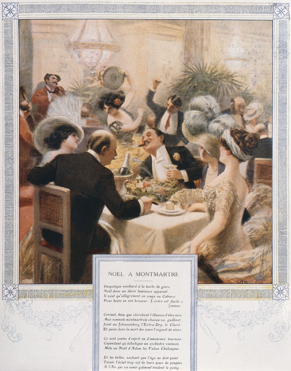 Jul på Montmartre, julaftensmiddag i en luksuriøs restaurant, ca. 1900 av French School